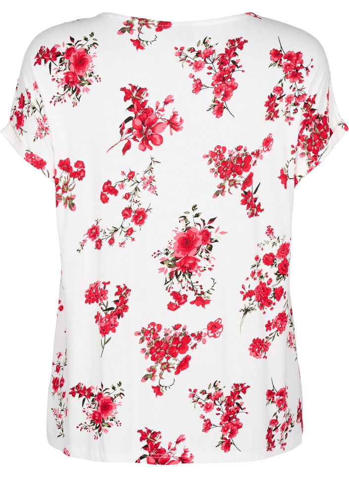 T-shirt met bloemenprint, Rood, Packshot image number 1