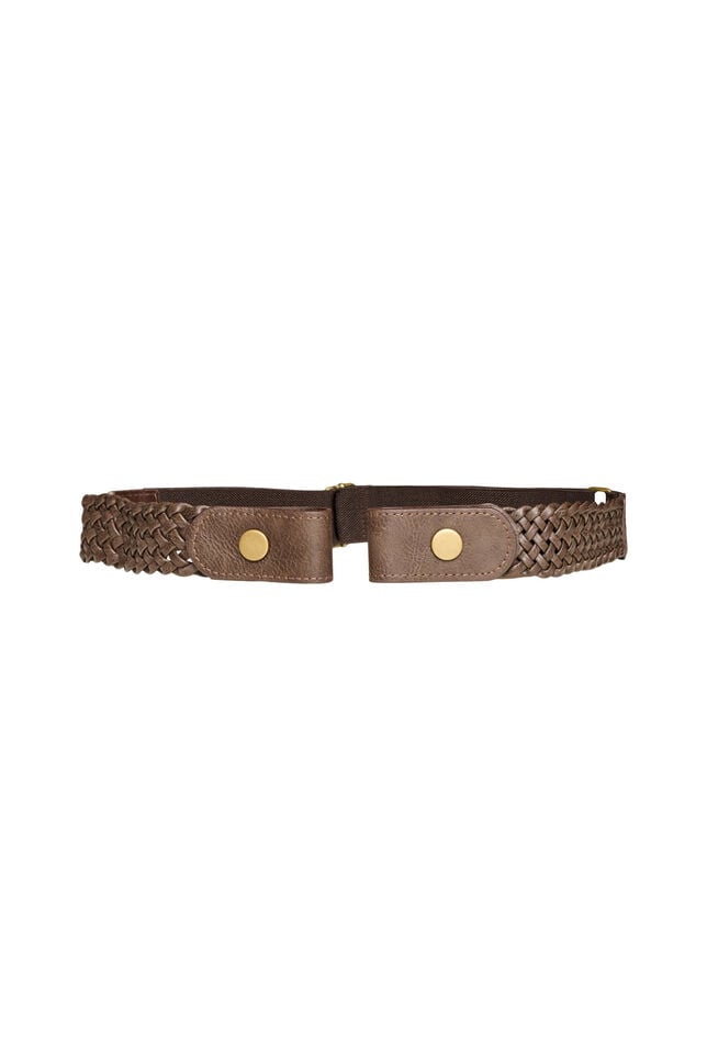 Gevlochten elastische riem, Bruin, Packshot image number 0