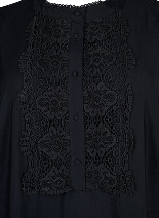 Viscose jurk met gehaakte details, Black, Packshot image number 2
