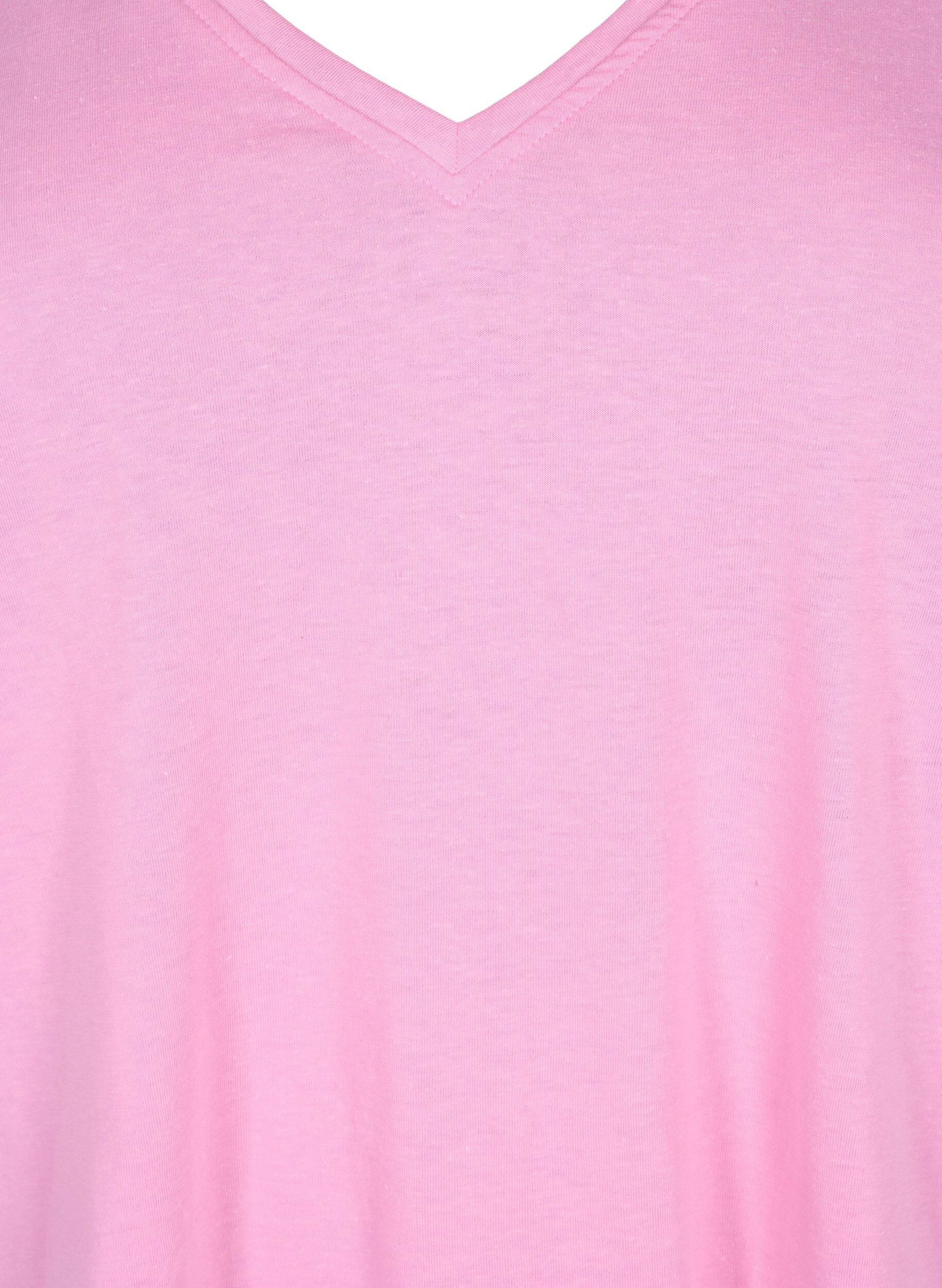 Zizzi FLASH - T-shirt avec col en V, Begonia Pink, Packshot image number 2