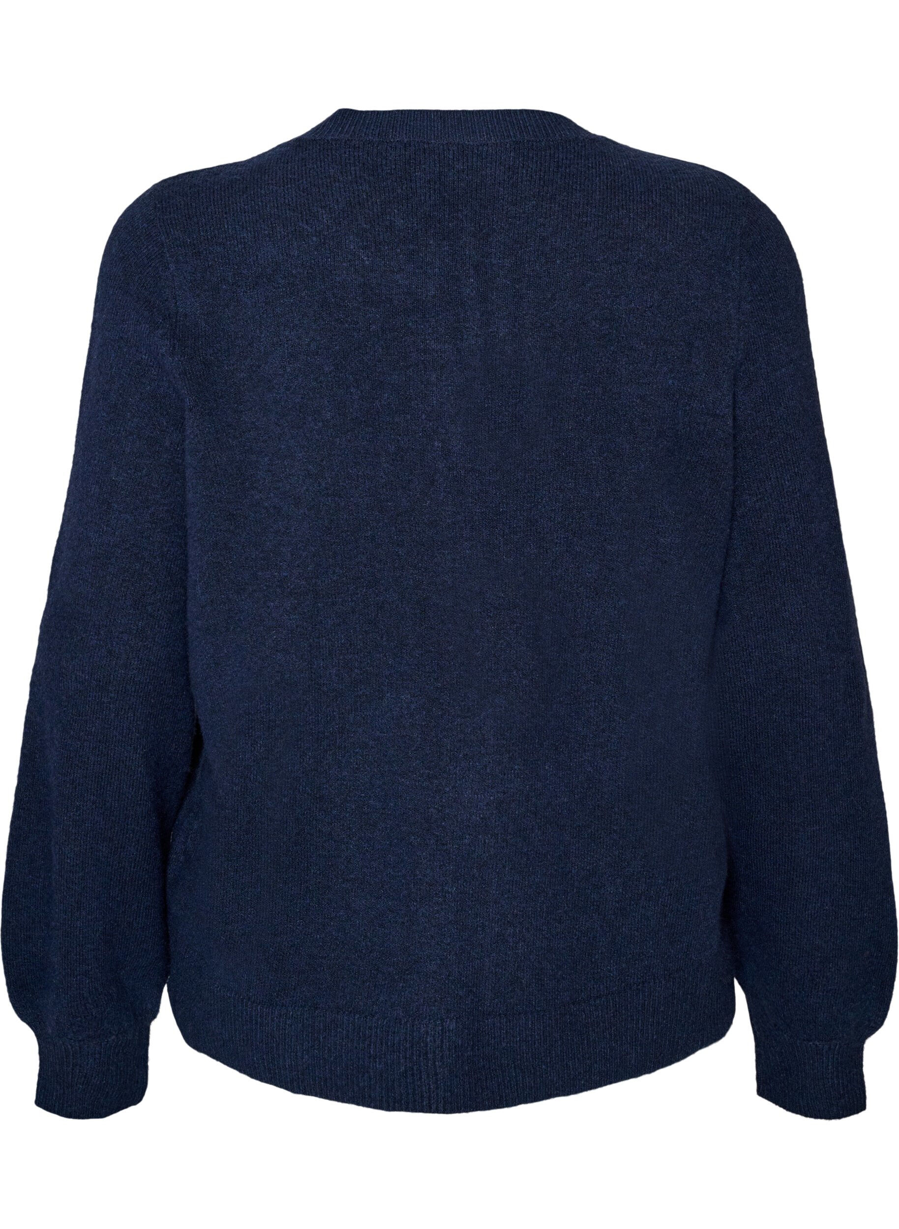 ZizziVest in zacht breisel met goudkleurige knopen, Blauw, Packshot image number 1