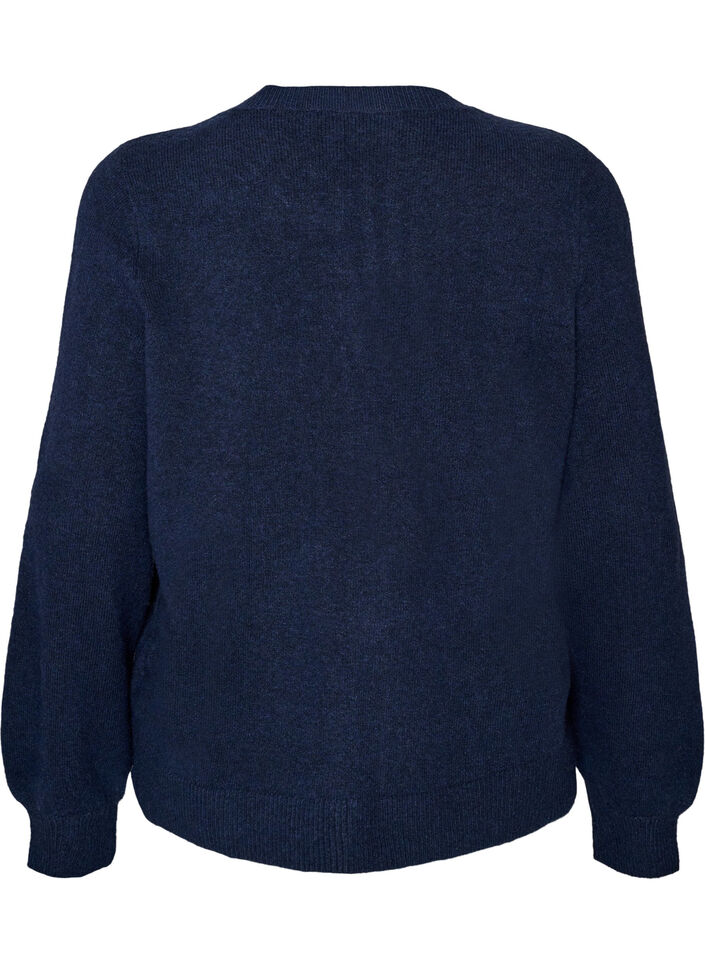 Vest in zacht breisel met goudkleurige knopen, Blauw, Packshot image number 1