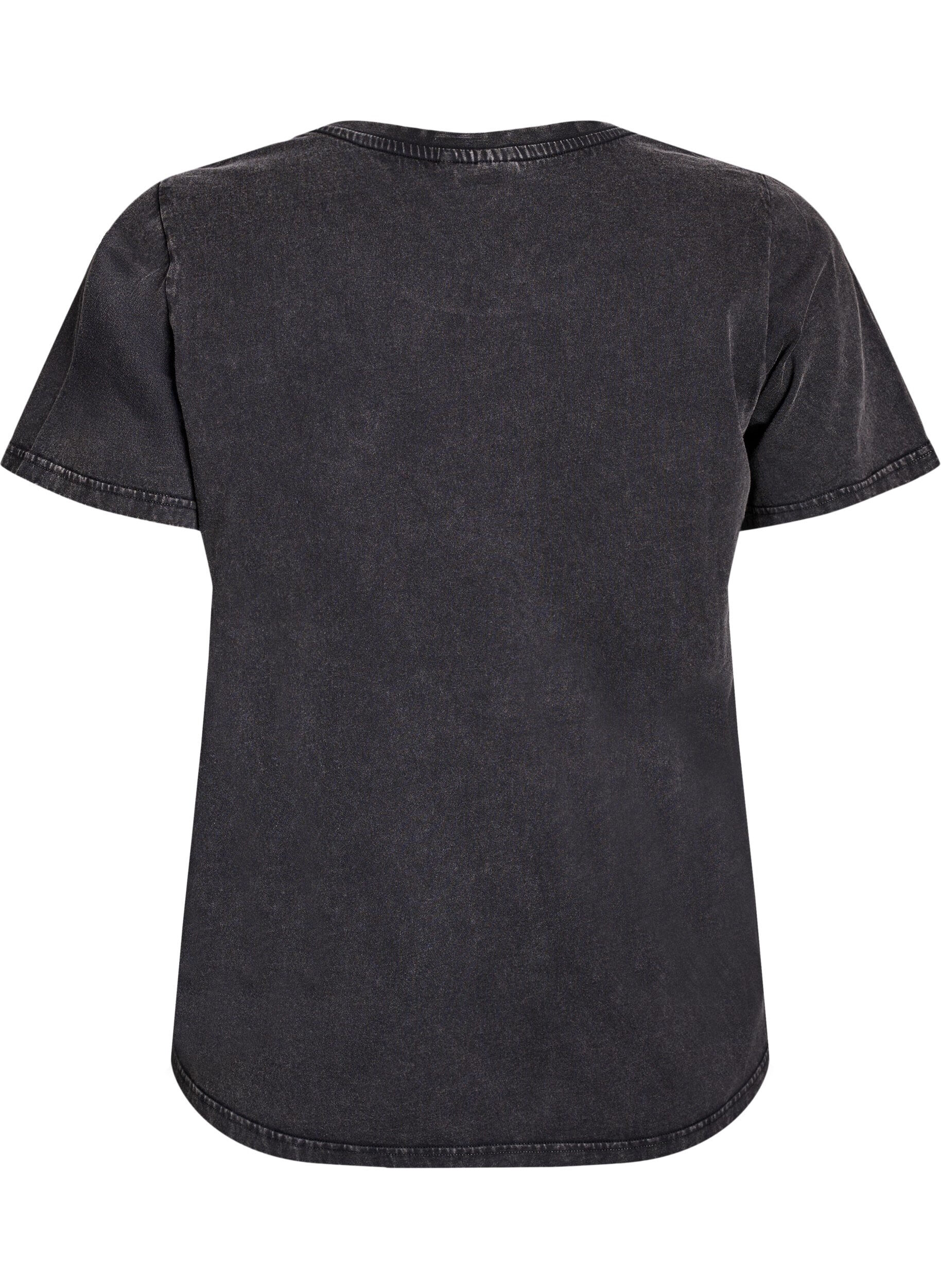 Zizzi T-shirt en coton bio avec un aspect d&eacute;lav&eacute;, Gris, Packshot image number 1