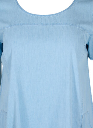 Denim jurk met zakken en korte mouwen, Light blue denim, Packshot image number 2