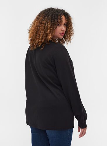 Pull col rond et manches longues, Black, Model image number 1