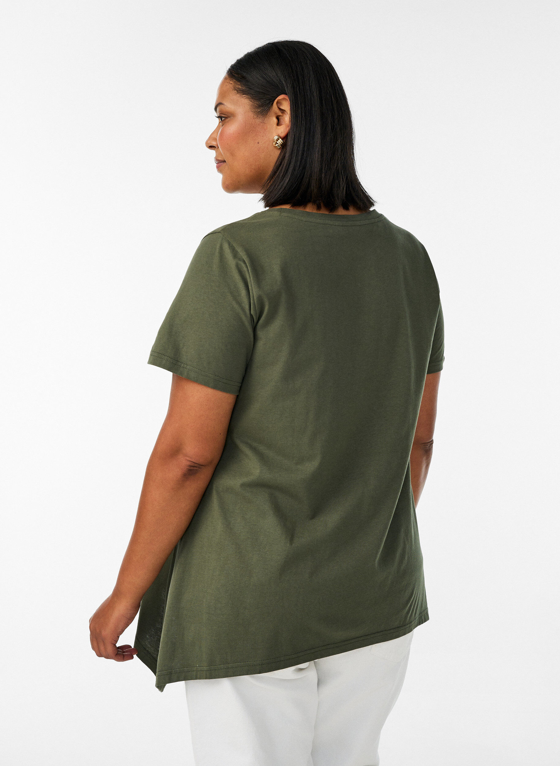 ZizziT-shirt met ronde hals en A-lijn vorm, Groen, Model image number 2