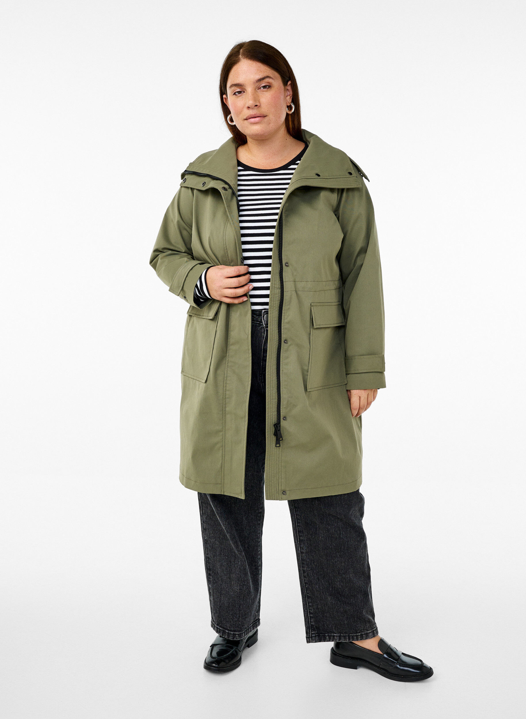 ZizziWaterafstotende parka jas, Groen, Model image number 1
