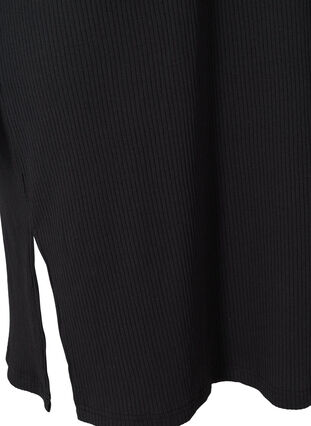 Robe côtelée à manches courtes avec fente, Black, Packshot image number 3