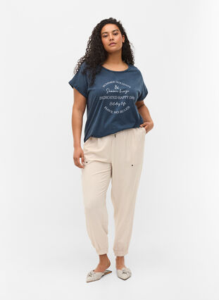T-shirt en coton bio avec imprimé, NavyBlazer Acid Bird, Model image number 2