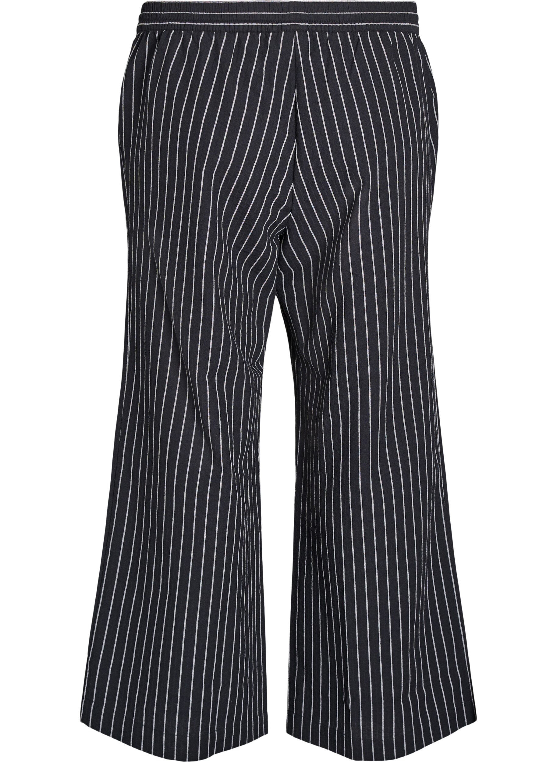 Zizzi Pantalon ample avec taille haute et poches, Noir, Packshot image number 1