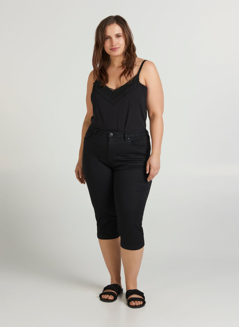 Slim fit Emily capri jeans, Zwart, Model image number 1