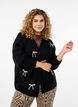 Korte gebreide cardigan met strikken, Black Comb, Model image number 0