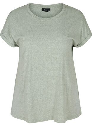 T-shirt chiné en coton, Chinois Green Mel., Packshot image number 0