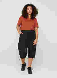 Losse cropped broek van katoen, Black, Model