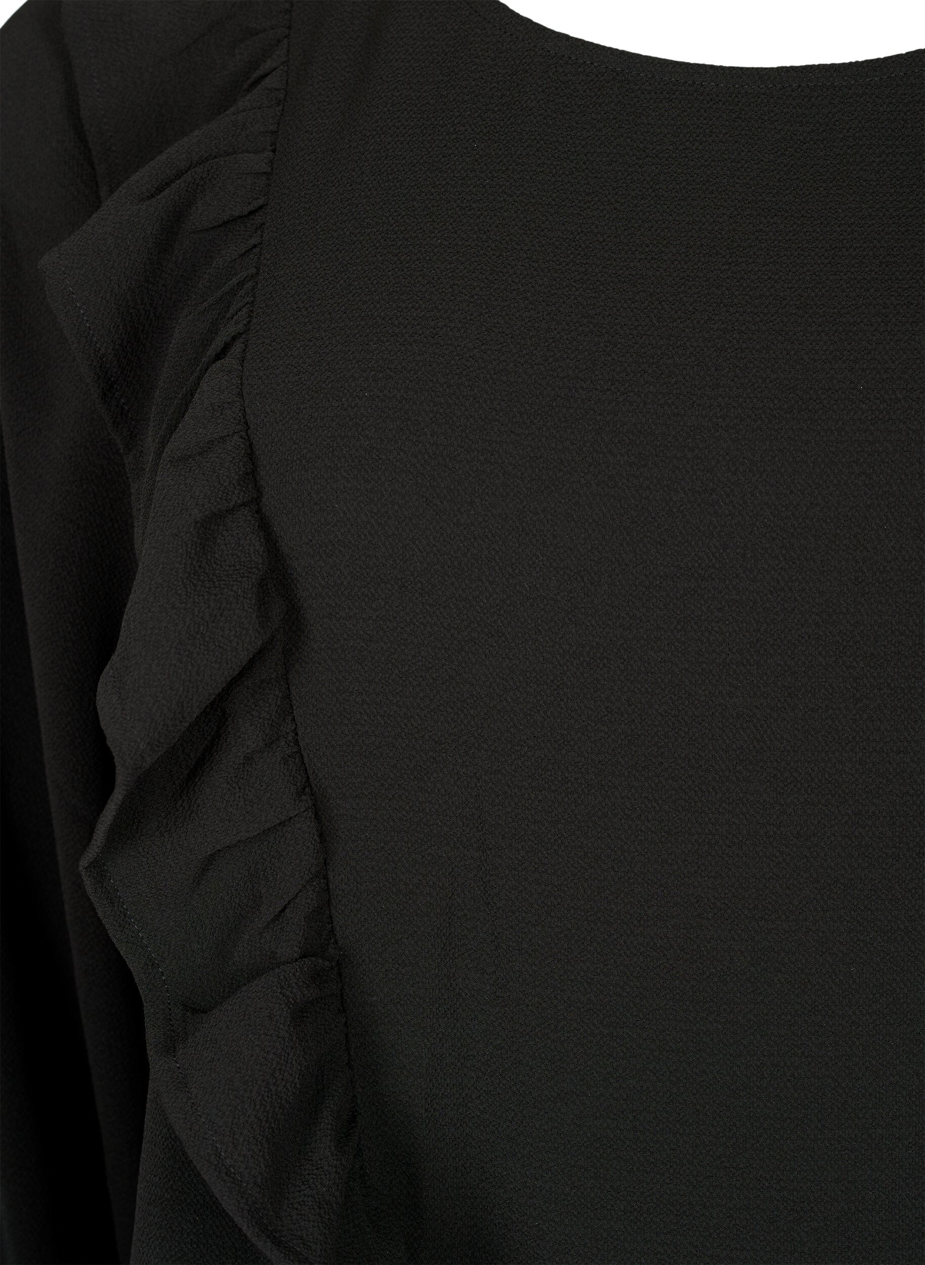 ZizziBlouse met lange mouwen en ruches, Black, Packshot image number 2