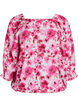 Viscose blouse met een vierkante hals en 3/4-mouwen, Roze, Packshot image number 0