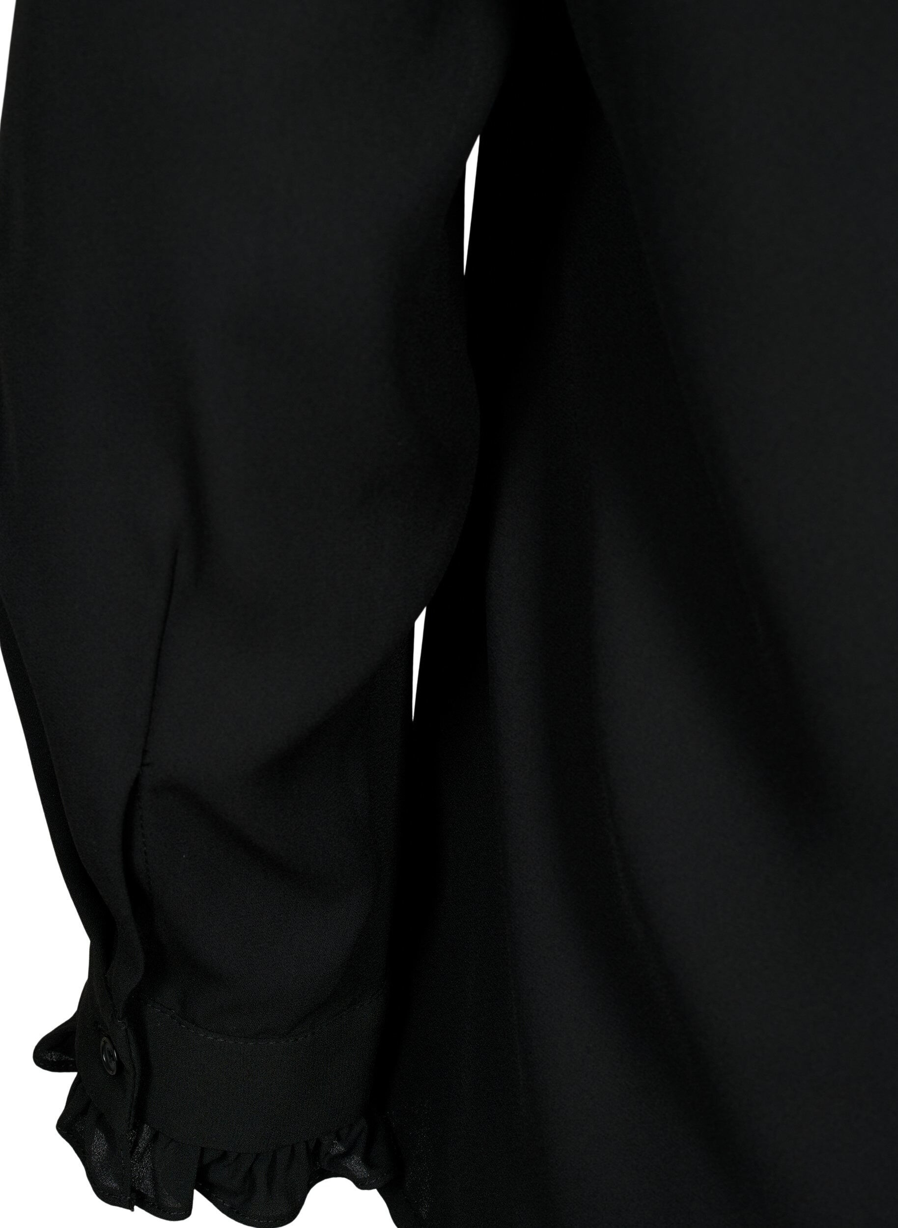 Zizzi Blouse &agrave; manches longues &agrave; volants, Black, Packshot image number 3
