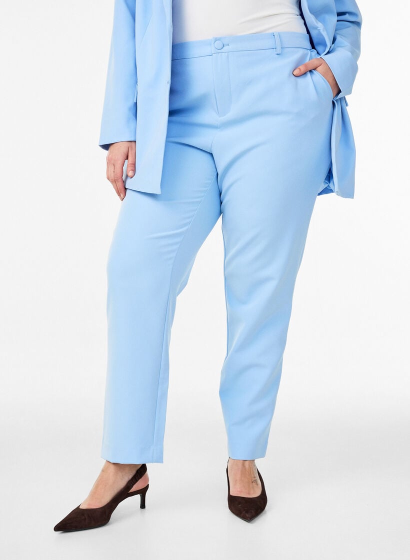 Broek met zakken en rechte pijpen, Blauw, Model image number 2