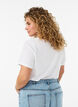 Katoenen T-shirt met V-hals en print aan de voorkant, Wit, Model image number 2