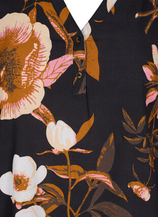 100% viscose blouse met bloemenprint100% viscose blouse met bloemenprint, Black Flower AOP, Packshot image number 2