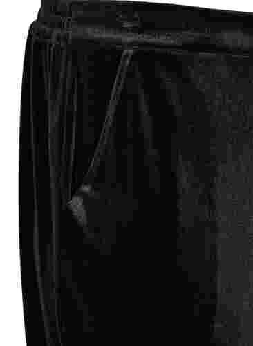 Losvallende broek in velours, Black, Packshot image number 2