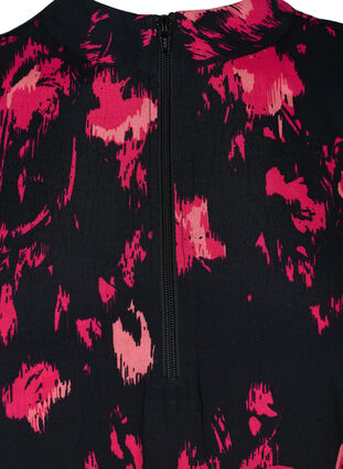 Tuniek met lange mouwen in viscose met rits en print, Black Pink AOP, Packshot image number 2