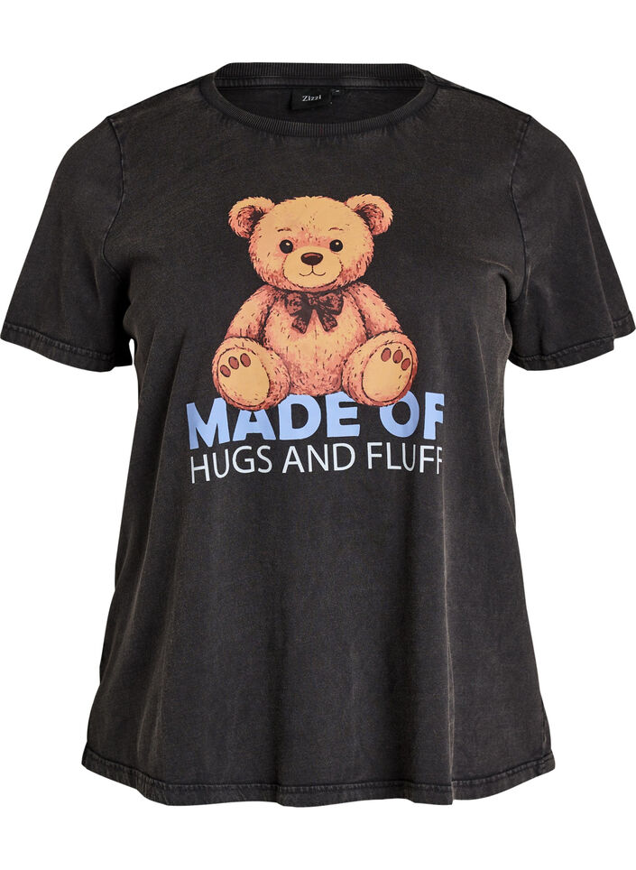 Grafisch T-shirt van biologisch katoen, Zwart, Packshot image number 0