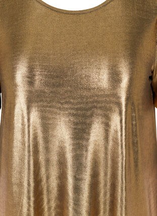 Robe trapèze à manches courtes bouffantes, Gold, Packshot image number 2