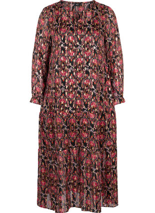 Maxi-jurk met print en lange mouwen, Black Oriental, Packshot image number 0