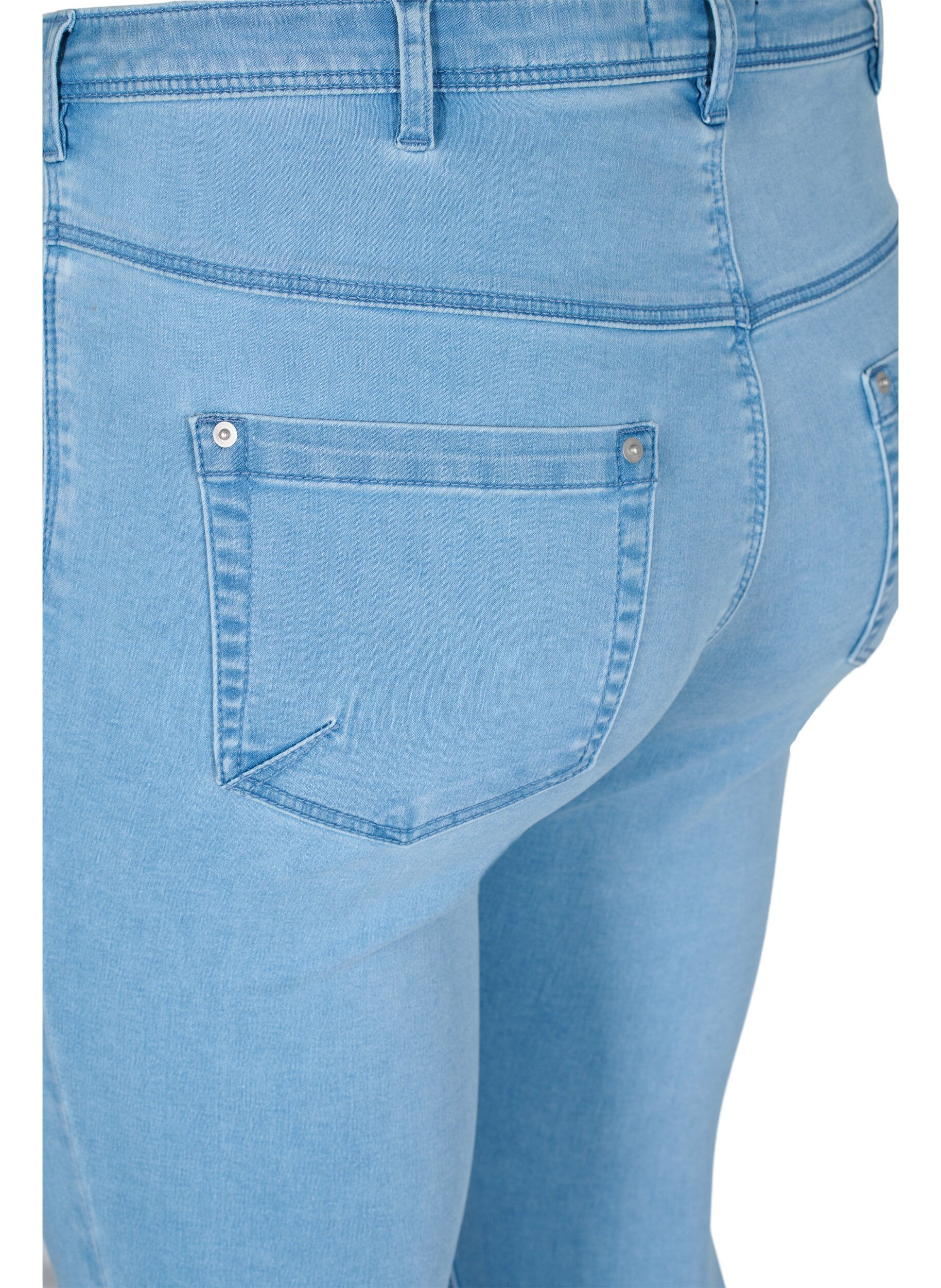 ZizziGecropte Amy jeans met ritssluiting details, Blauw, Packshot image number 3