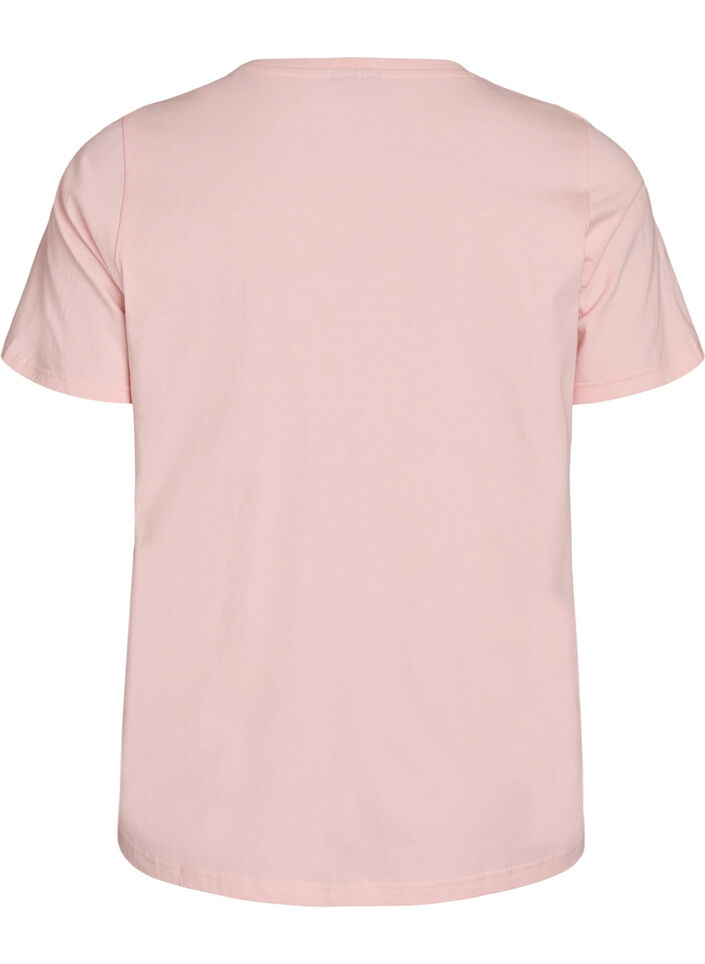T-shirt en coton bio avec imprim&eacute; sur le devant, Rose, Packshot image number 1