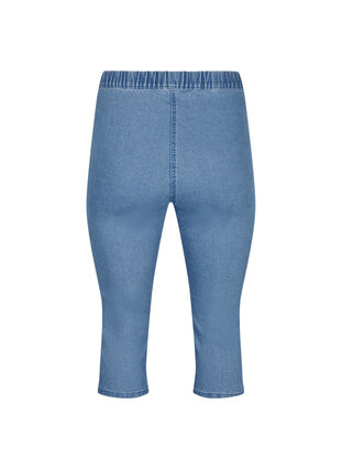 FLASH - Pantalon capri en denim à taille haute et coupe ajustée, Light Blue Denim, Packshot image number 1