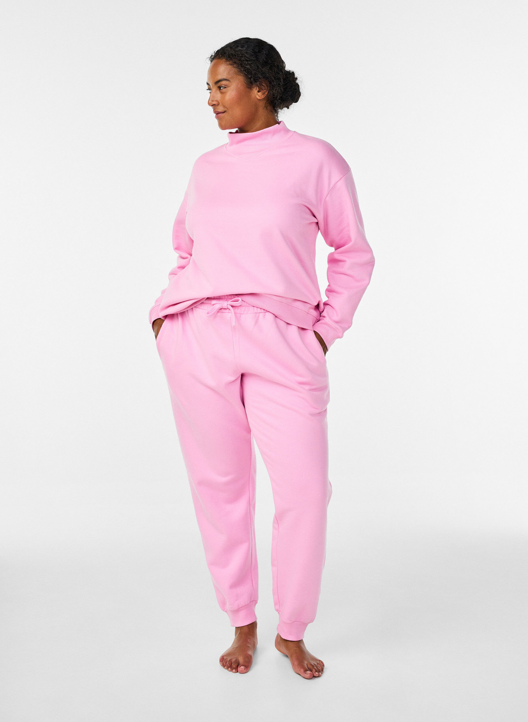 ZizziSweatpants met hoge taille, Roze, Model image number 0