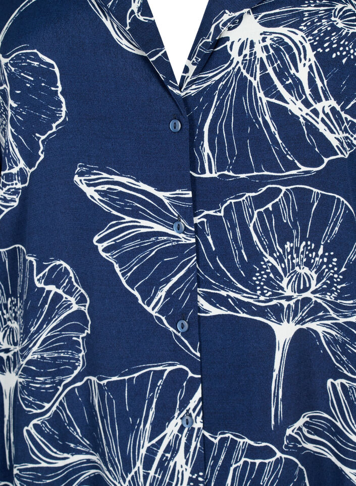 Viscose overhemd met bloemenprint en lange mouwen, Navy B./Big Fl.AOP, Packshot image number 2