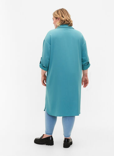 Veste longue avec fermeture à boutons, Brittany Blue, Model image number 1