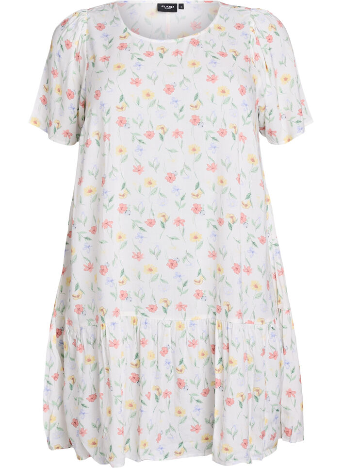 Robe en viscose avec d&eacute;coupe, Blanc, Packshot image number 0