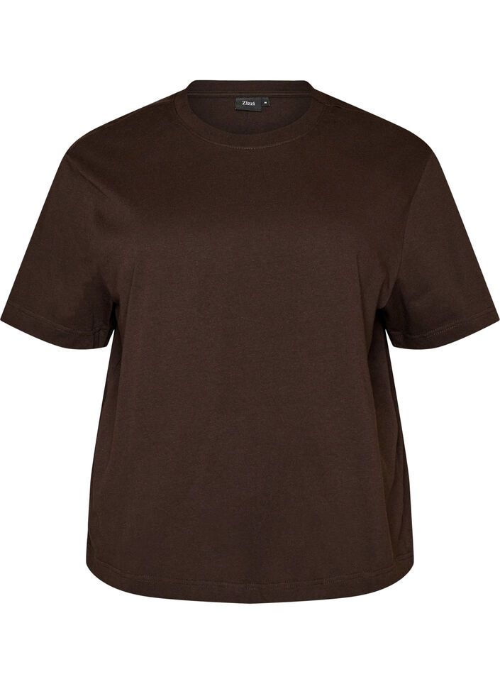 Boxy katoenen T-shirt, Bruin, Packshot image number 0