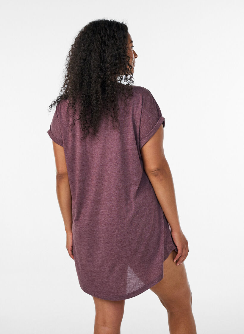 Chemise de nuit &agrave; manches courtes avec imprim&eacute; de texte, Bordeaux fonc&eacute;, Model image number 2
