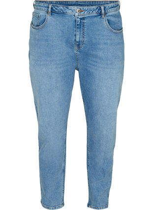 Cropped mom fit jeans met hoge taille, Light blue denim, Packshot image number 0