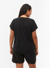 T-shirt d'entraînement à manches courtes avec impression, Black/Pink Print, Model