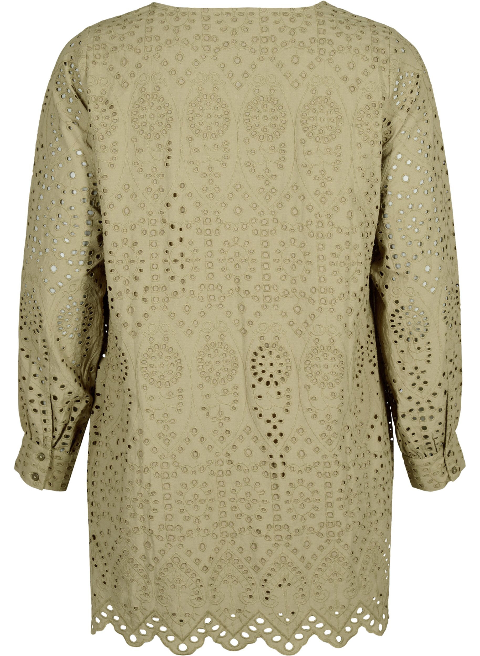 ZizziKatoenen tuniek met broderie anglaise, Coriander, Packshot image number 1