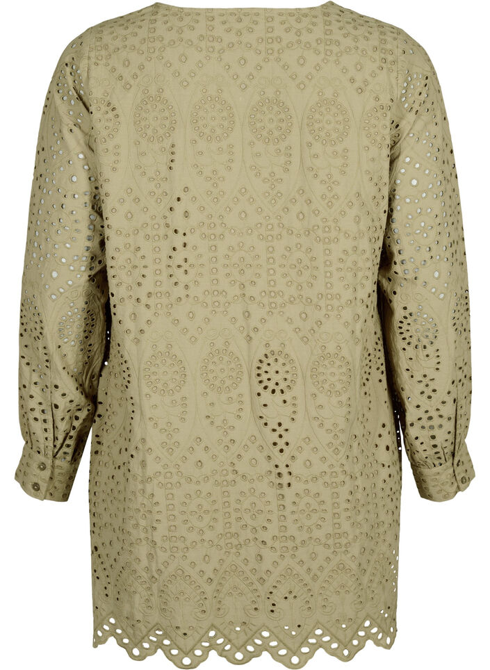 Katoenen tuniek met broderie anglaise, Coriander, Packshot image number 1