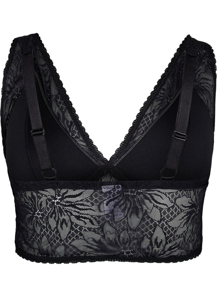 Bralette en dentelle avec rembourrage doux, Black, Packshot image number 1