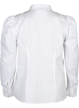 Katoenen blouse met pofmouwen, Bright White, Packshot image number 1