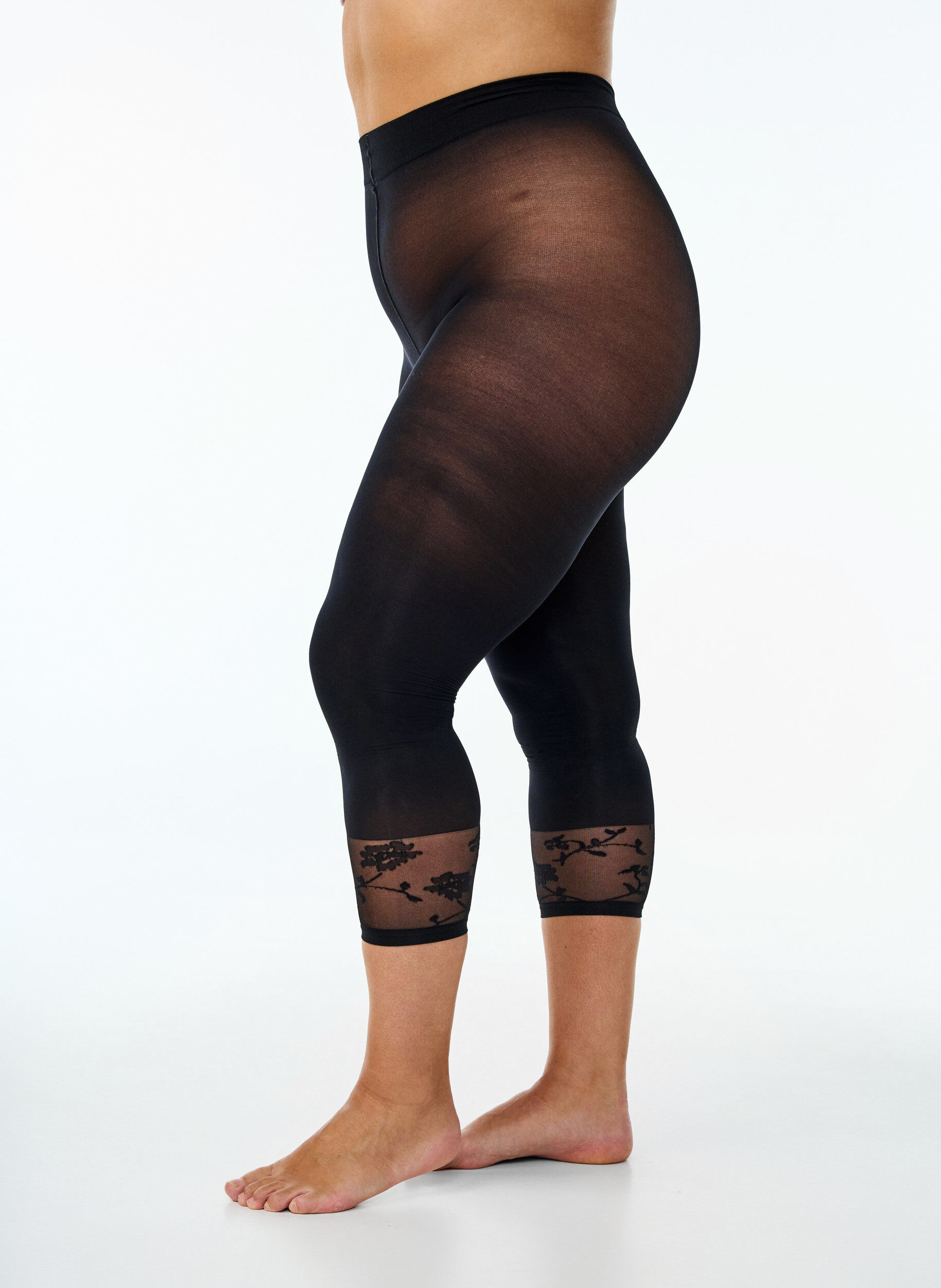 Collants 50&nbsp;deniers avec ourlet en dentelle, Noir, Model