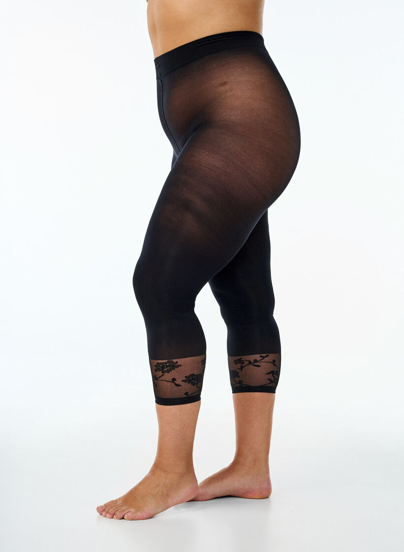 Collants 50 deniers avec ourlet en dentelle, Noir, Model image number 0