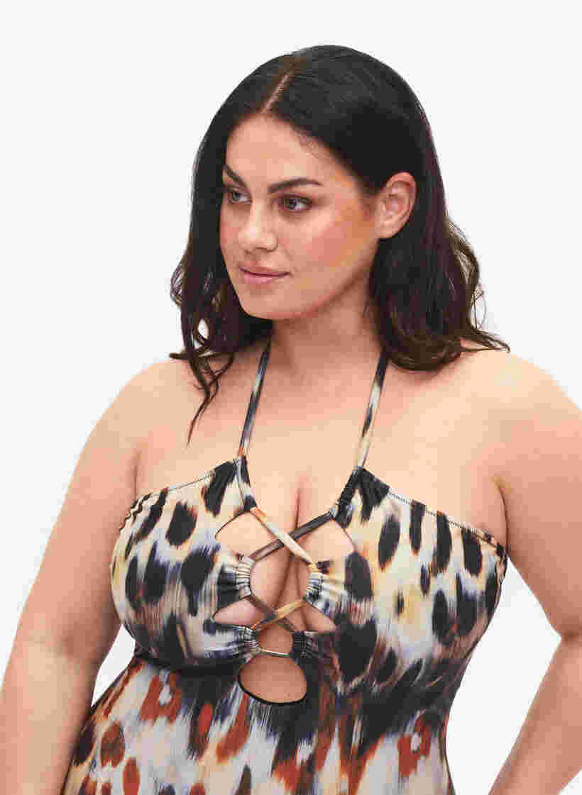 Maillot de bain imprimé avec bretelles amovibles, Abstract Leopard, Model image number 1