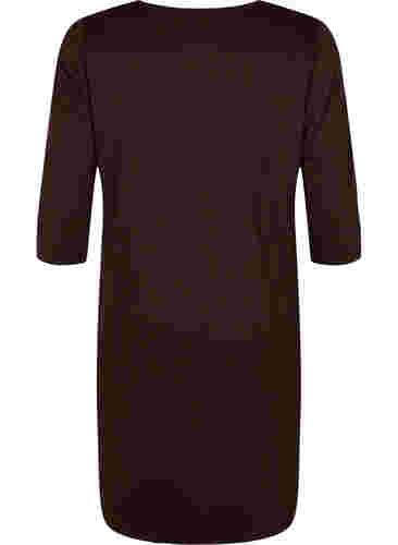 Effen jurk met v-hals en 3/4 mouwen, Coffee Bean, Packshot image number 1