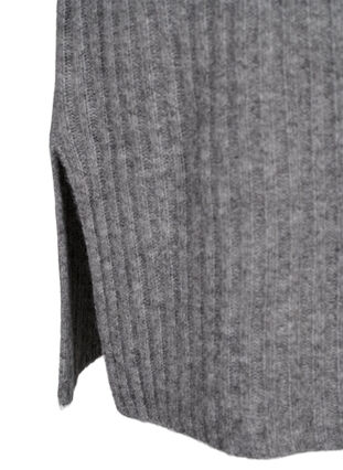 Robe en tricot côtelé avec fente, Light Grey Melange, Packshot image number 3