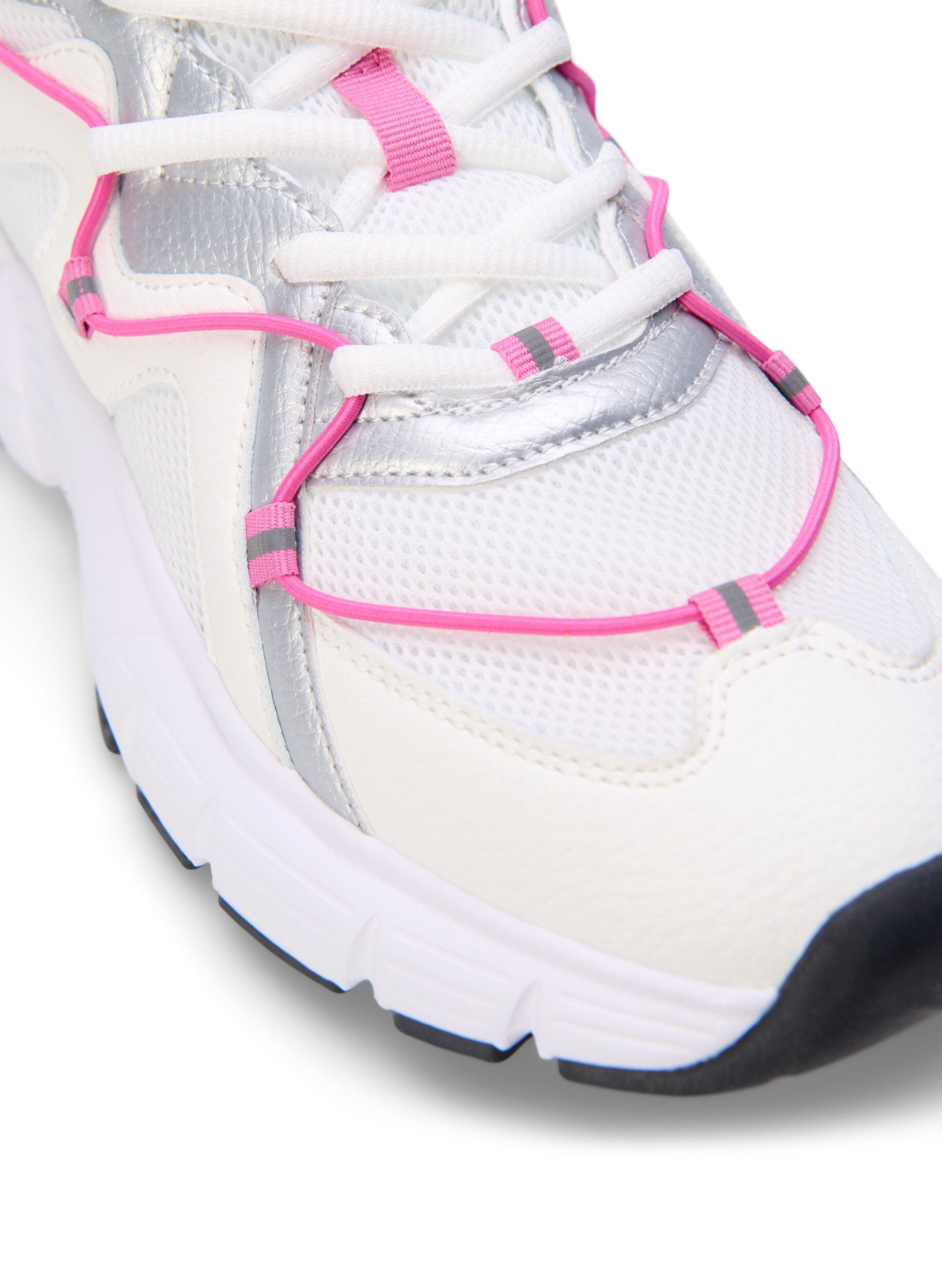 ZizziSneakers met wijde pasvorm en contrasterend strikdetail, White w. Pink, Packshot image number 3